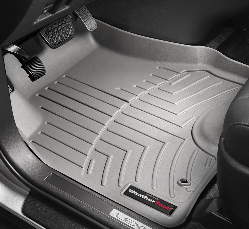 Weather tech rubber car floor mat inside a Lexus SUV